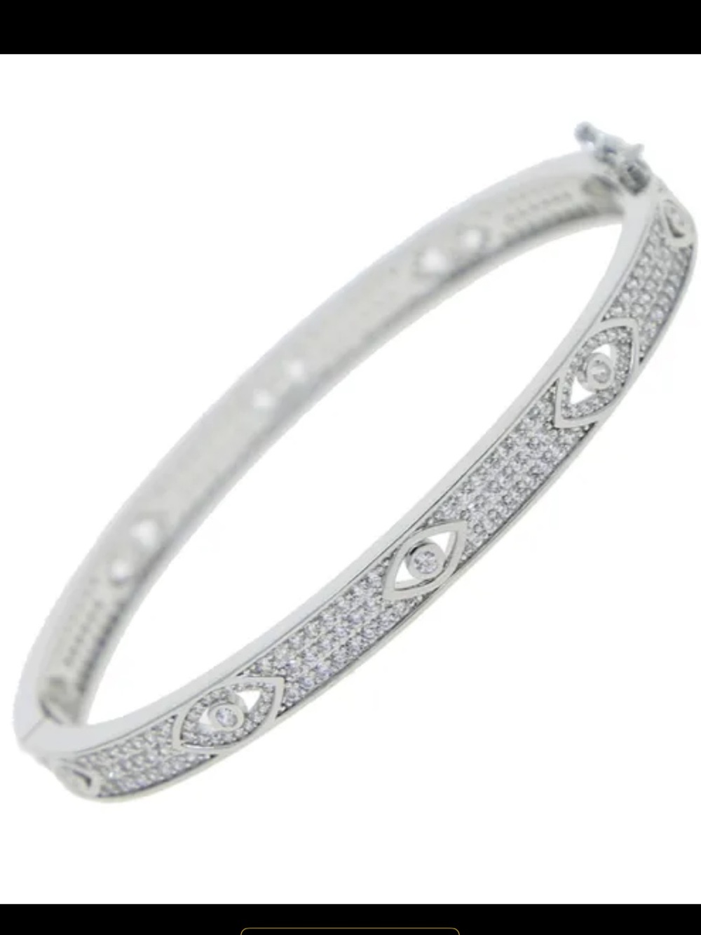 Silver Tone Pavé Evil Eye Bangle Bracelet - Women's Jewelry